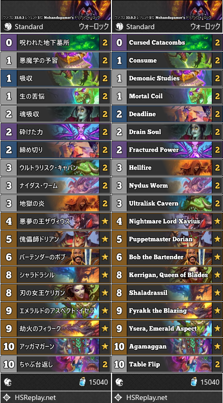 ウンゴロ 33.0.3 レジェンド1位 Nohandsgamer's ドリアンウォーロック