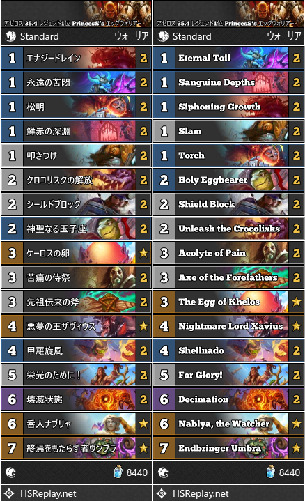 アゼロス 35.4 レジェンド1位 PrincesS’s エッグウォリアー